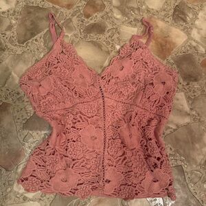 Ambiance Pink Lace Camisole Top